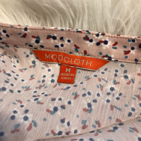 ModCloth Sweet and Smart Sleeveless Floral Ruffle Prairie Heart Blouse Top M - Picture 6 of 9